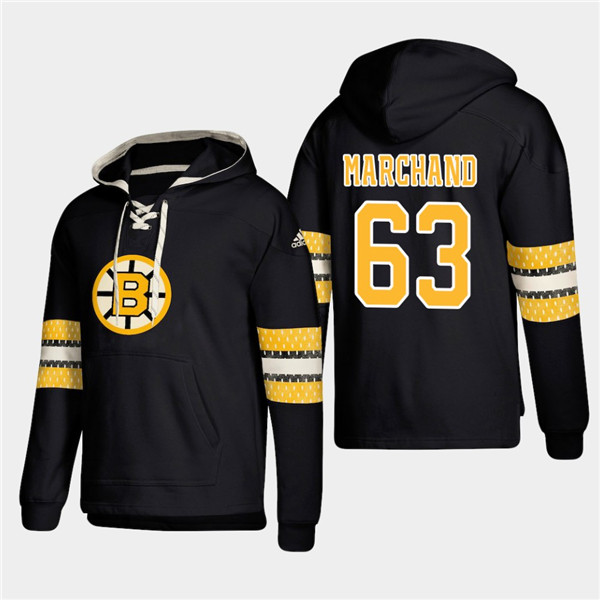 Men's Boston Bruins #63 Brad Marchand Black All Stitched Sweatshirt Hoodie
